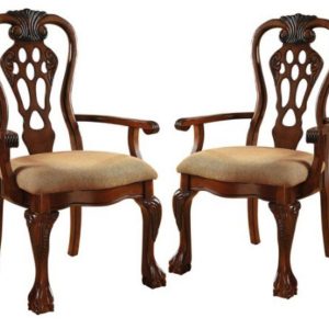 GHẾ ĂN CỔ ĐIỂN ASHARIA Gỗ óc chó Vải da cao cấp