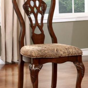 GHẾ ĂN CỔ ĐIỂN ASHARIA Gỗ óc chó Vải da cao cấp