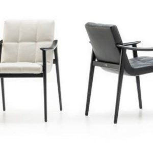 GHẾ ĂN HIỆN ĐẠI FIL NALD 580x600x800 Gỗ Óc Chó Da bò Ý