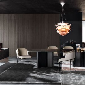 GHẾ ĂN HIỆN ĐẠI FIL NOIR Da bò Ý