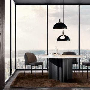 GHẾ ĂN HIỆN ĐẠI FIL NOIR Da bò Ý