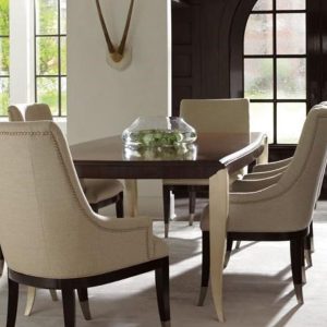 GHẾ ĂN TÂN CỔ ĐIỂN CARACOLE Vải da tiêu chuẩn Gỗ Óc Chó