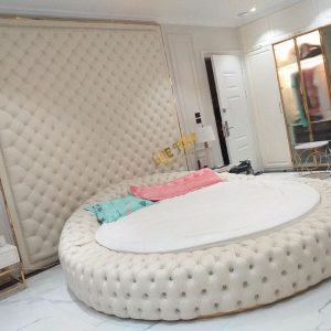 GIƯỜNG TRÒN TÂN CỔ ĐIỂN CHALAS Lọt đệm đk 2000 Da bò Ý