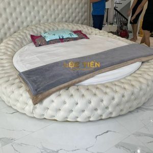 GIƯỜNG TRÒN TÂN CỔ ĐIỂN CHALASH Lọt đệm đk 2000,Da bò Ý