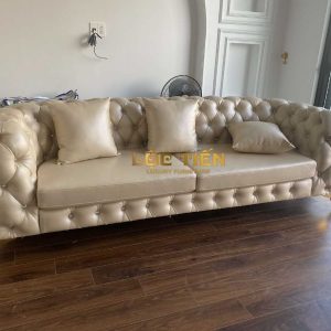 Sofa tân cổ điển rút trám 2400x900 da bò Ý hãng Masstrotto - 4
