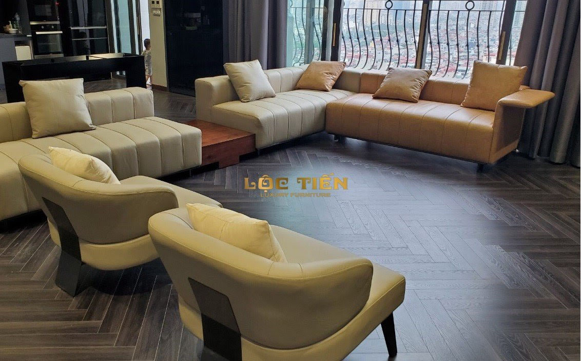 Sofa góc tông màu ấm 