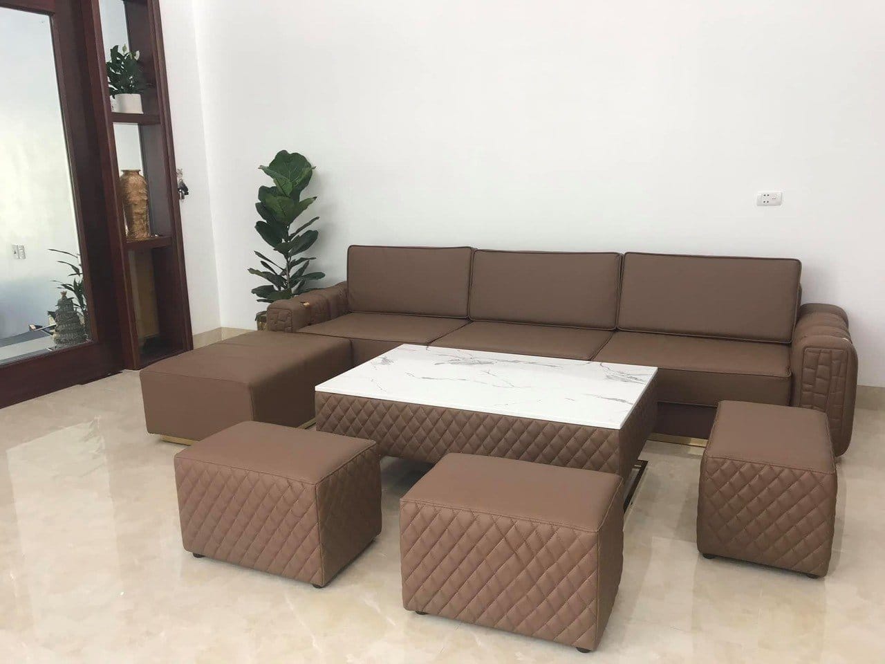 Sofa góc màu nâu đẳng cấp