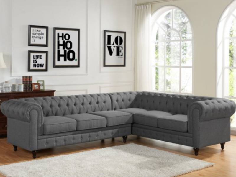 Sofa tân cổ điển bằng vải nỉ màu xám đen